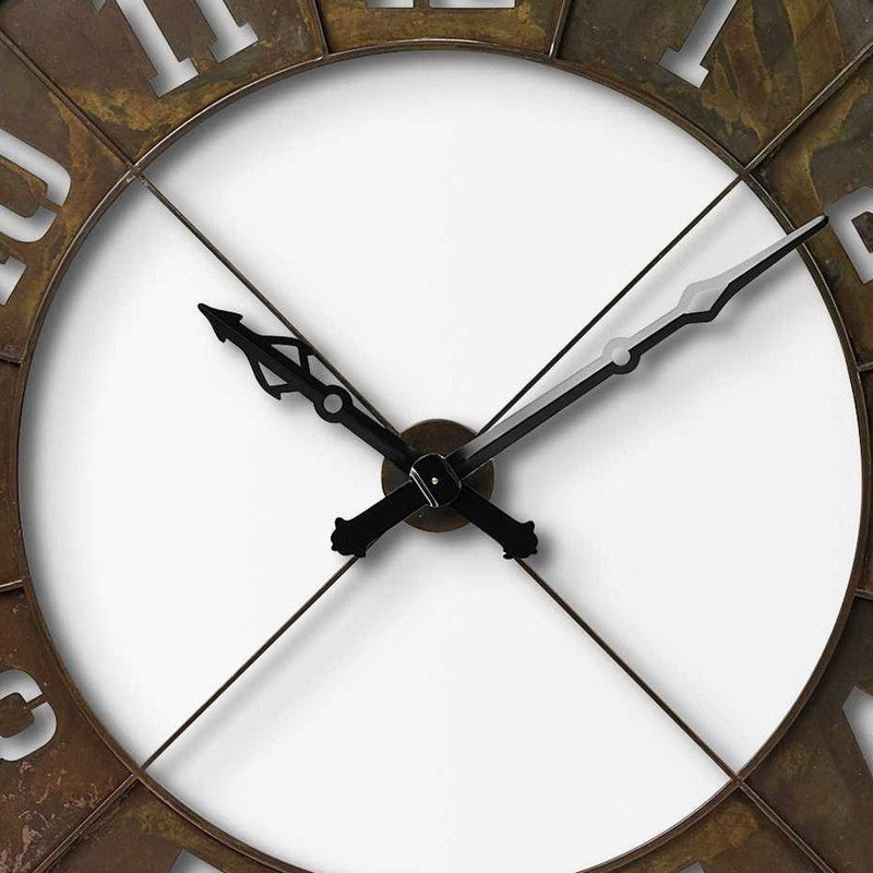 Round Industrial Wall Clock - Brown