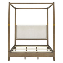 Load image into Gallery viewer, Queen Canopy Bed Frame With Upholstered Headboard - Brown
