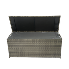 Load image into Gallery viewer, Outdoor Storage Box, 113 Gallon Wicker Patio Deck Boxes with Lid, Outdoor Cushion Storage for Kids Toys, Pillows, Towel Grey Wicker
