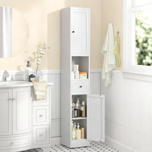 Load image into Gallery viewer, Tall Bathroom Storage Cabinet, 5-Tier Narrow With 2 Doors &amp; Adjustable Shelves, Freestanding - White
