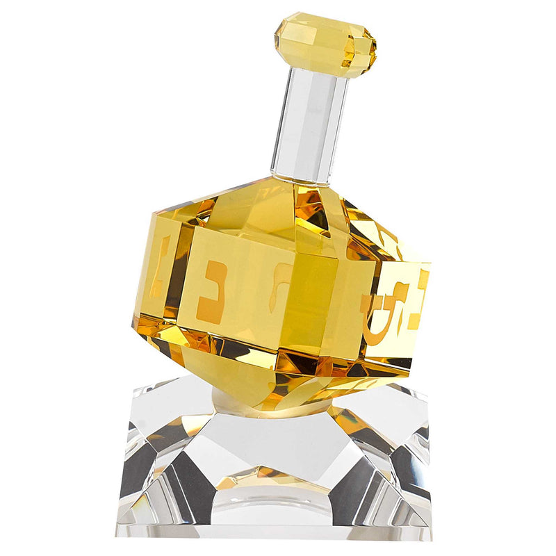 Mouth Blown Dreidel On Stand - Amber