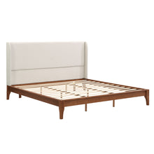 Load image into Gallery viewer, King Size Platform Bed With Upholstered High Headboard - Brown
