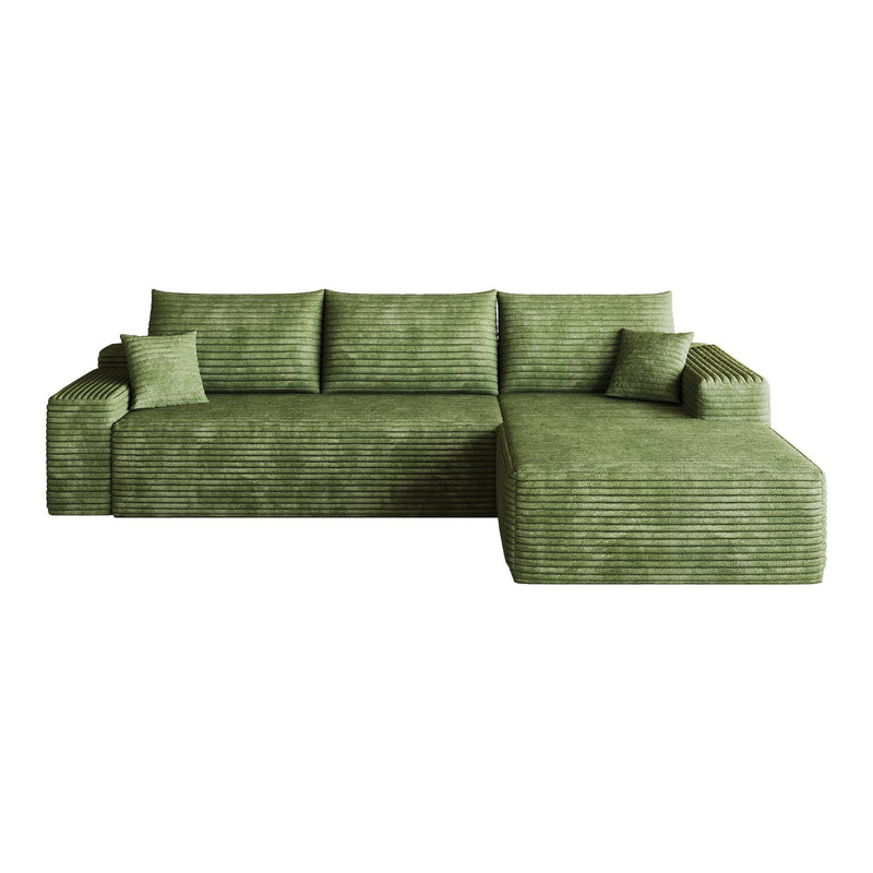 Corduroy Modular L Shaped Sofa And Chaise Sectional (762630) - Green