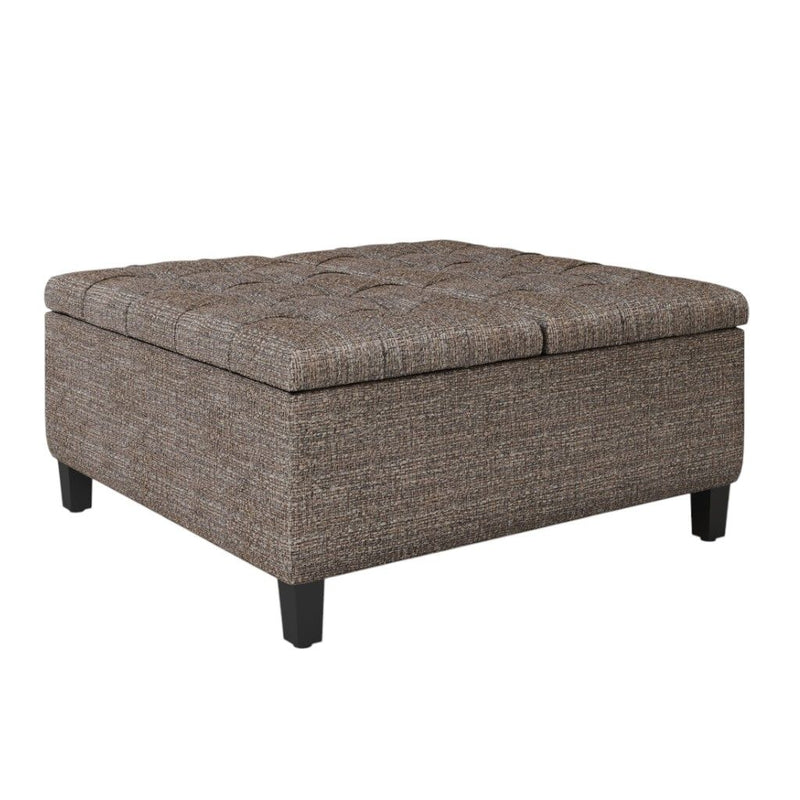 36" Fabric Cocktail Ottoman With Storage - Brown