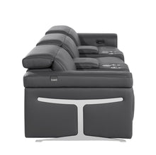 Load image into Gallery viewer, Top Grain Leather Reclining Metal USB Sofa (720367) - Dark Gray
