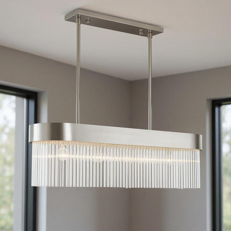 19'' Four-Light Dimmable Chandelier With Shades - Nickel