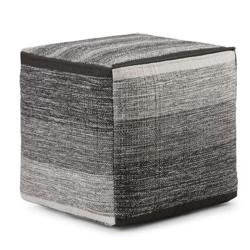 Cotton Cube Pouf Ottoman - Gray