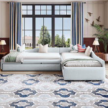 Load image into Gallery viewer, Upholstered Double Daybed With Trundle And Drawer
