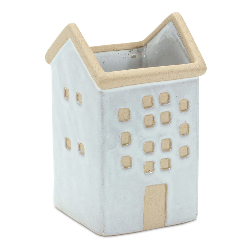House Trio Pot Planters (Set of 3) - White / Natural