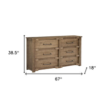 Load image into Gallery viewer, Wood 6 Drawer Double Dresser - Natural
