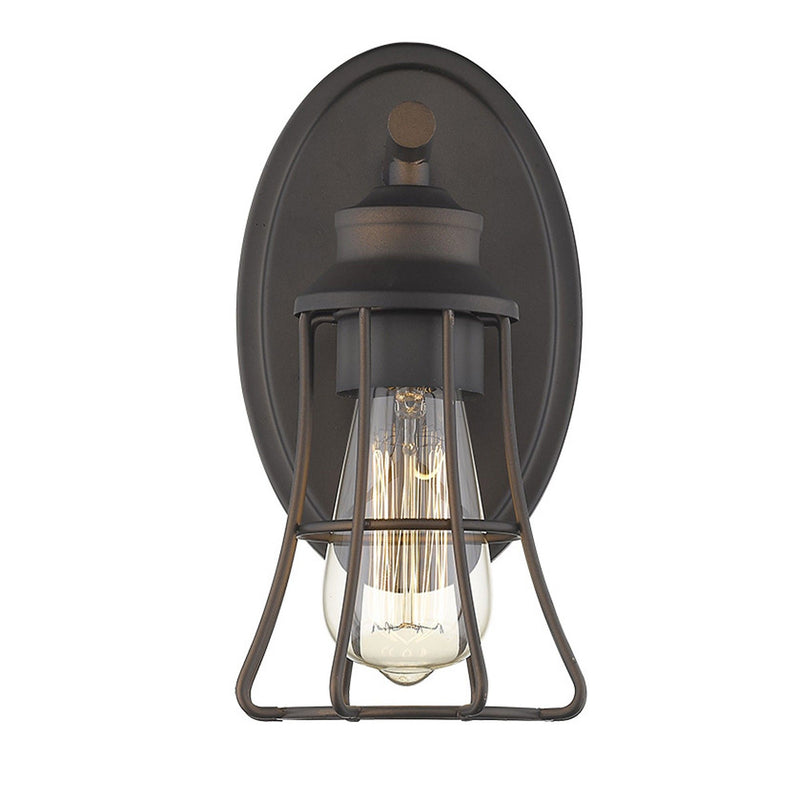 One Light Cage Wall Light - Bronze