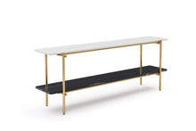 Load image into Gallery viewer, Genuine Marble And Stone Console Table With Shelf - White / Gold
