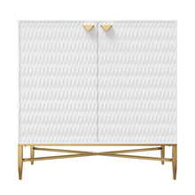 Load image into Gallery viewer, Wood Accent Cabinet With Two Doors - White / Gold
