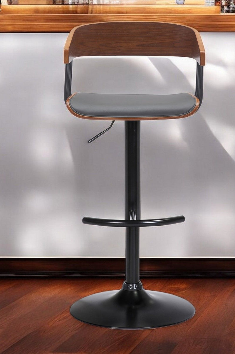 Faux Leather With Metal Swivel Adjustable Height Bar Chair - Gray, Light Brown And Black