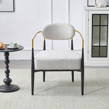 Load image into Gallery viewer, Mid Century Modern Upholstered Accent Armchair With Tapered Legs - Beige / Black / Gold
