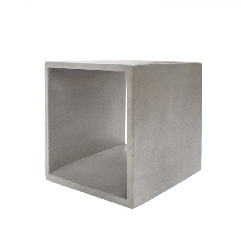 Minimalist Concrete Open Cube End Or Side Table - Dark Gray