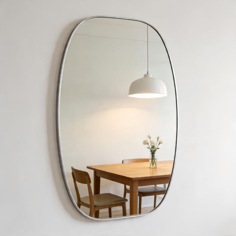 Aluminum Oval Framed Bathroom Vanity Mirror (756123) - Silver