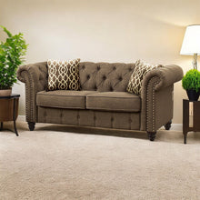 Load image into Gallery viewer, Linen Loveseat - Brown / Dark Brown
