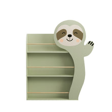 Load image into Gallery viewer, Sloth Bookshelf, Front Facing Toddler Book Display Rack With 3 Tiers, Cute Animal Design - Sage Green
