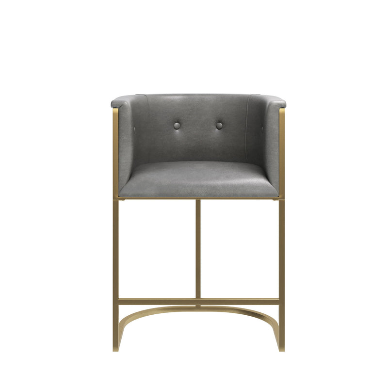 Fabric Low Back Counter Height Bar Chair - Gray / Gold