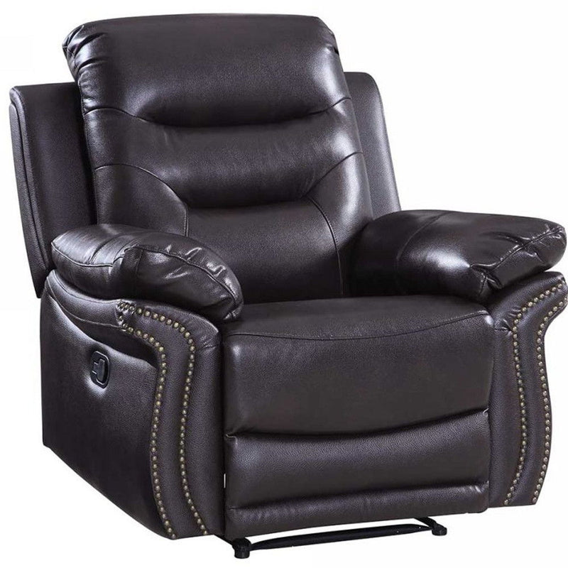 Leather Match Manual Gliding Recliner - Black
