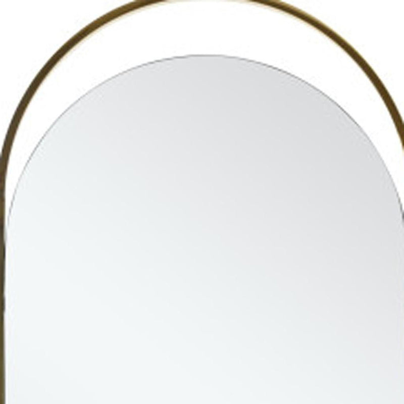 Steel Oval Freestanding Framed Accent Mirror Accent - Gold