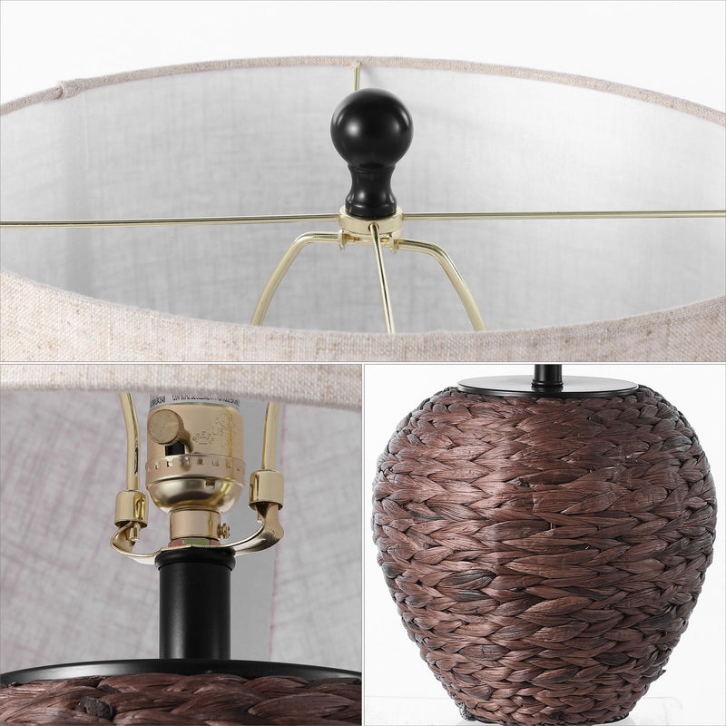 Urn Table Lamp With Globe Shade - Dark Brown
