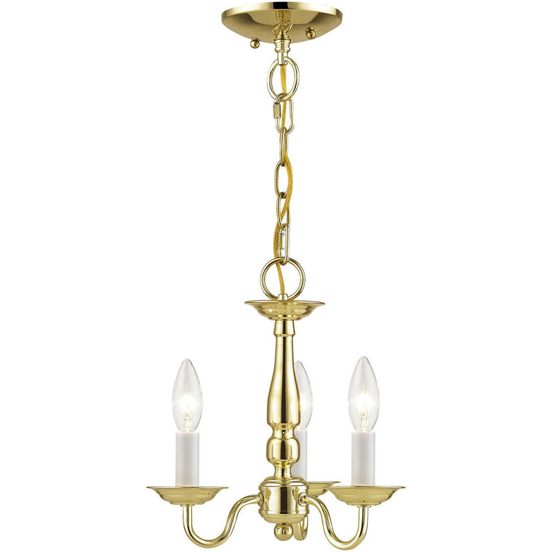 11" Three Light Dimmable Chandelier With Shades - Brass