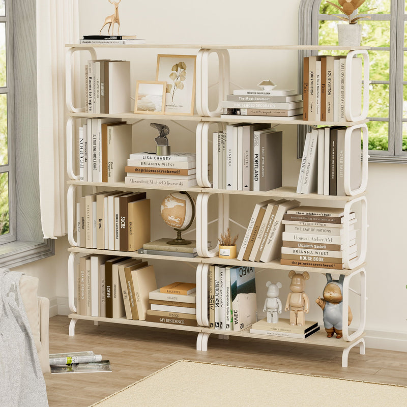 5 Tier Industrial Bookshelf, Tall Bookcase With Open Design, Vintage Storage Organizer