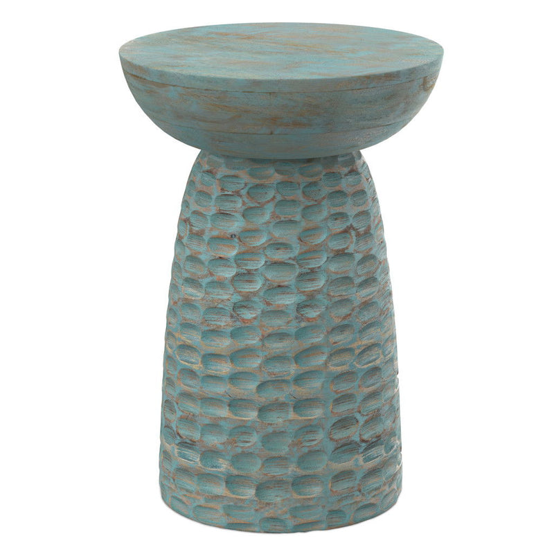 18" Wood Round End Table - Teal Blue
