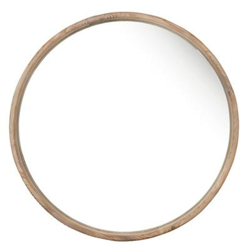28" Rustic Frame Round Wall Mounted Accent Mirror - Natural Brown