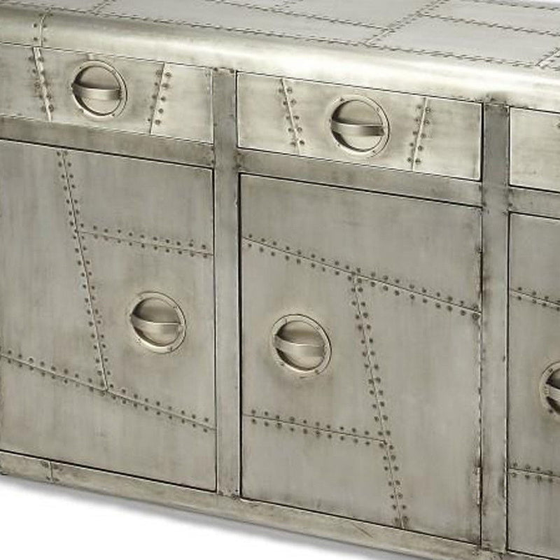 Steel Console Accent Cabinet With Three Drawers - Silver
