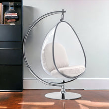 Load image into Gallery viewer, 28" Acrylic And Faux Leather Balloon Chair - White And Silver
