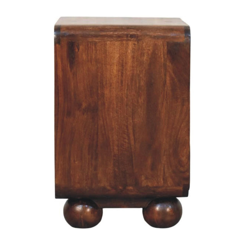 Solid Wood Cane Rattan Two Drawer Nightstand - Walnut