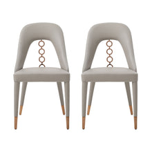 Load image into Gallery viewer, Faux Leather Dining Side Chairs With Rose Accents (Set of 2) - Light Gray
