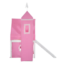 Load image into Gallery viewer, Twin Size Bunk Bed with Slide Pink Tent and Tower - Pink
