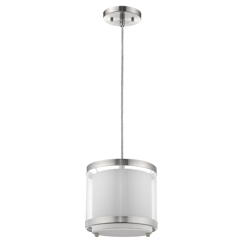 Hanging Light With Fabric Shade - White / Silver