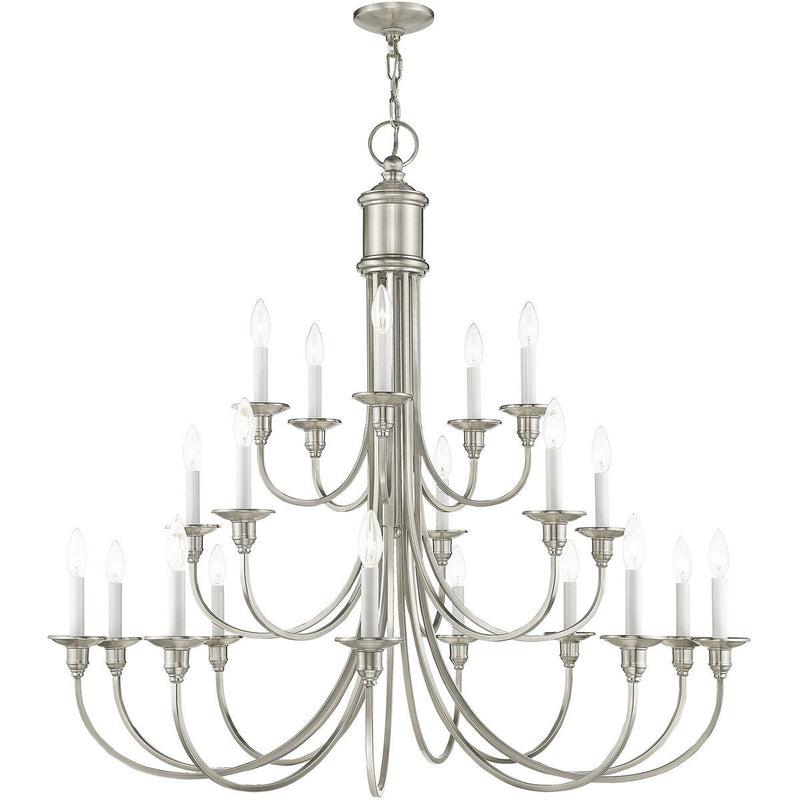 40" Multi Light Dimmable Chandelier With Shades - Nickel