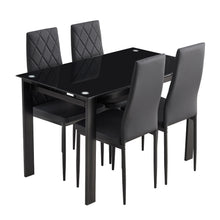Load image into Gallery viewer, Modern 5 Piece Dining Table Set With Glass Top And Chairs - Black
