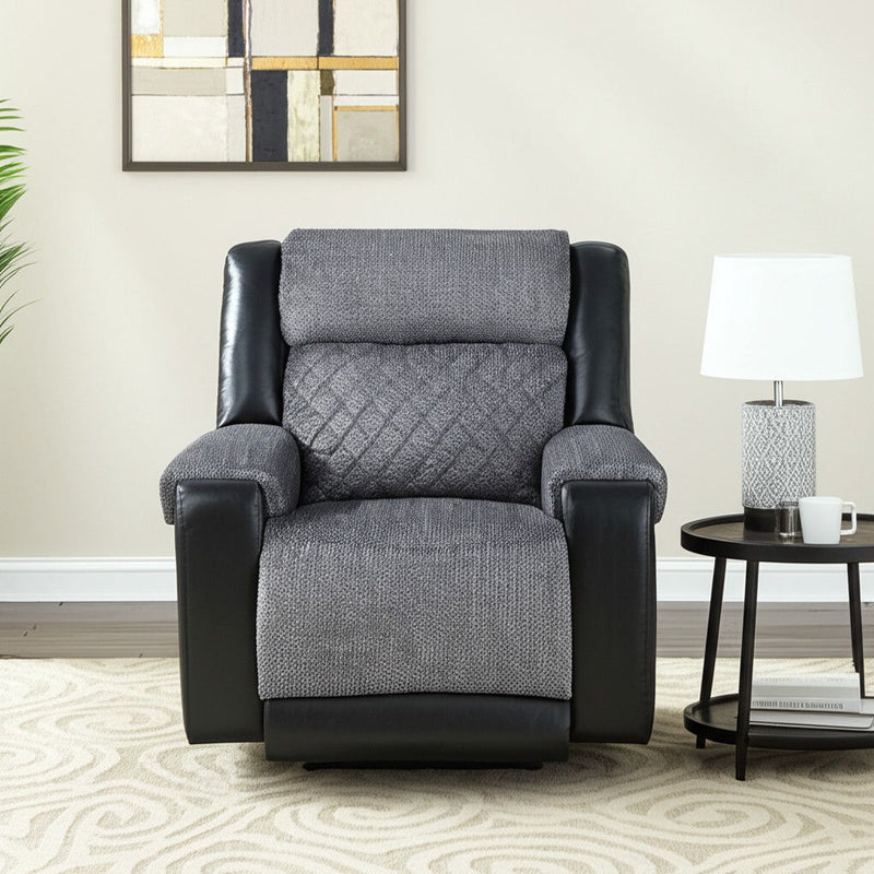 Faux Leather Fabric Manual Recliner - Black / Gray