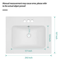 Load image into Gallery viewer, Modern Rectangular Single Vanity Top With Overflow And 3 Faucet Holes - White
