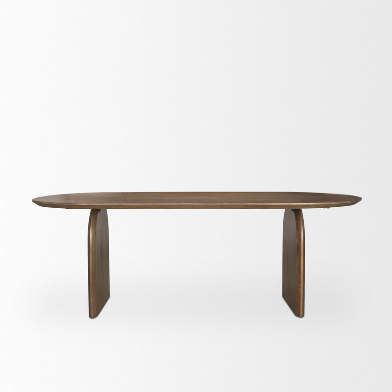Solid Wood Double Pedestal Base Oval Dining Table (727874) - Brown