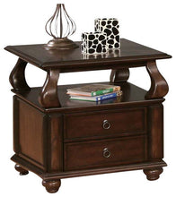 Load image into Gallery viewer, Solid Wood Square End Table With Two Drawers And Shelf - Brown
