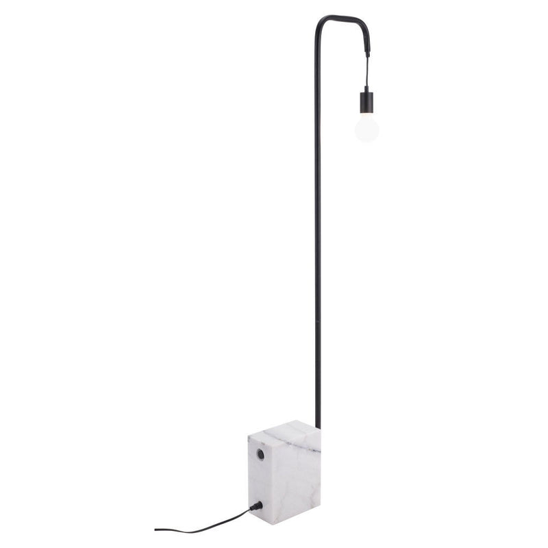 Industrial Marble Bulb Floor Lamp - Black And White
