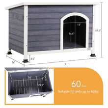 Load image into Gallery viewer, Medium Wooden Outdoor Dog House, Waterproof Roof, Elevated Floor - Gray
