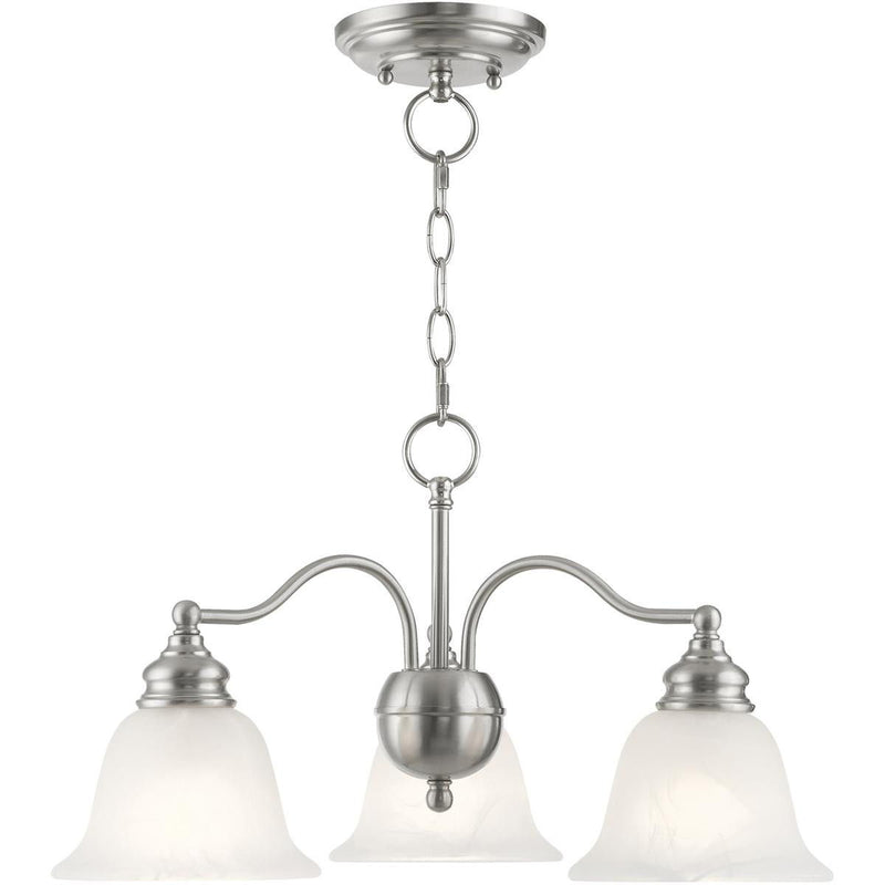 Dimmable Three Light Chandelier With Shades - Nickel