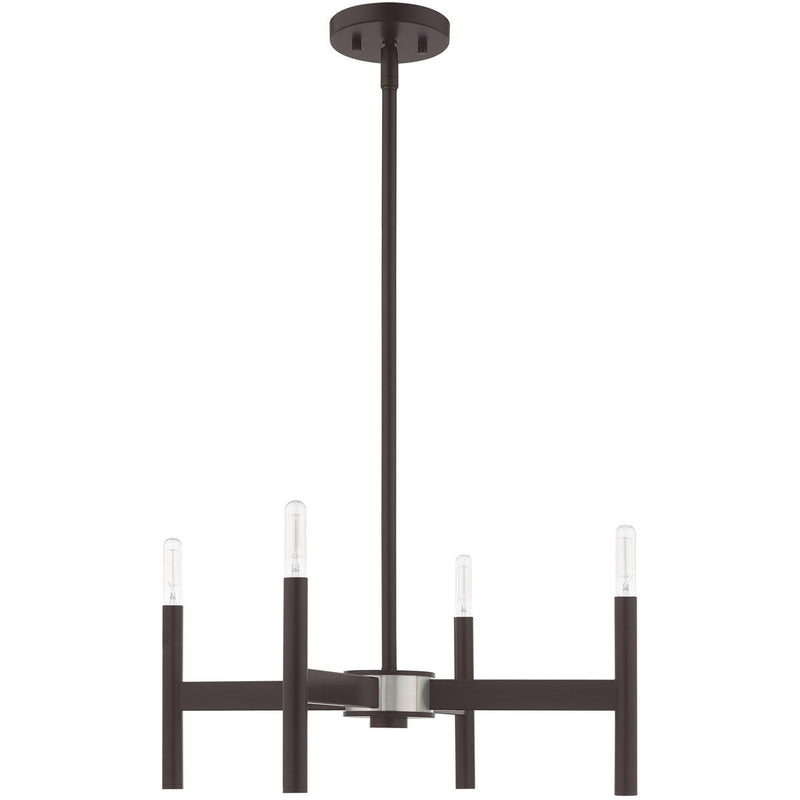20" Four Light Dimmable Chandelier With Shades - Bronze