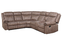 Load image into Gallery viewer, Dollum - Two Tone Nubuck Manual Recliner Sectional Sofa With USB Port Cupholder Console
