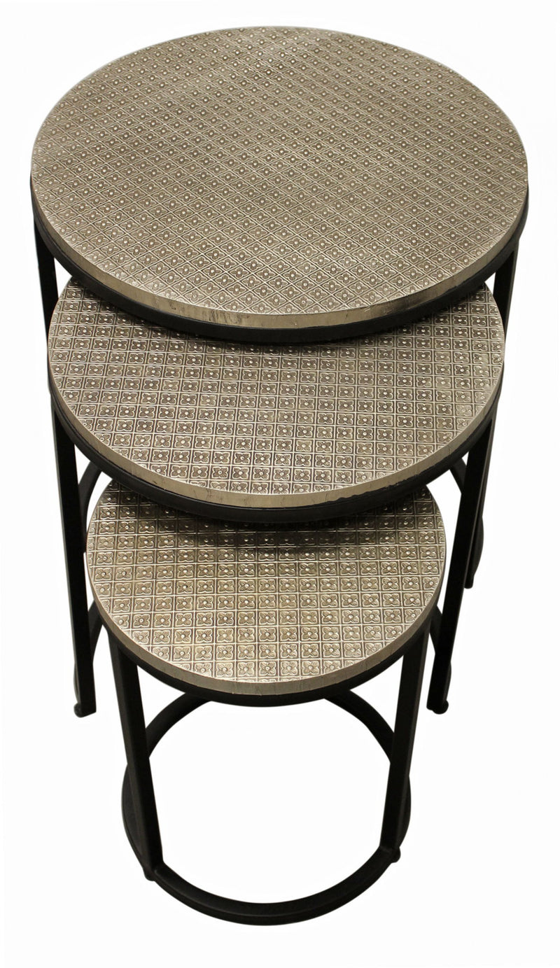 Round Nested Tables (Set of 3) - Black And Silver