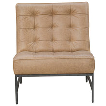 Load image into Gallery viewer, 31" Genuine Leather Tufted Slipper Chair - Cream / Black
